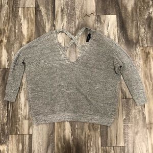 Forever 21 Crop Top V-Neck Sweater Gray S